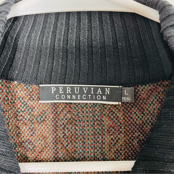 Peruvian Connection Paisley Zip Cardigan Pima Cotton Tencel Knit Sweater | Large - Picture 2 of 8